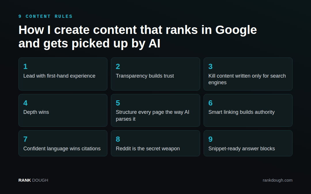 Nine rules for content that ranks in Google and gets picked up by AI tools