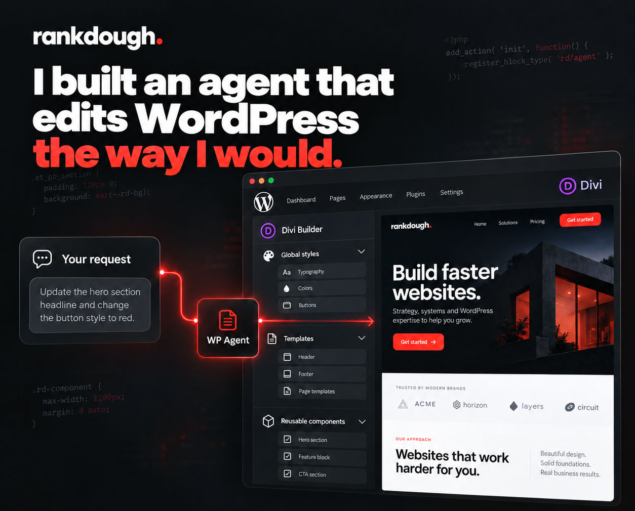 WP Builder Agent: an agent that edits WordPress through Divi's builder, global styles, templates and reusable components